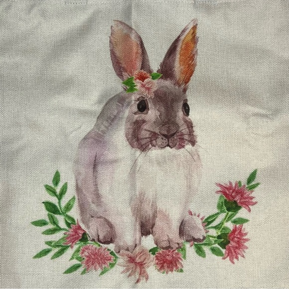 Eco-Friendly Bunny with Pink Flowers Folding Tote Bag - Picture 9 of 14